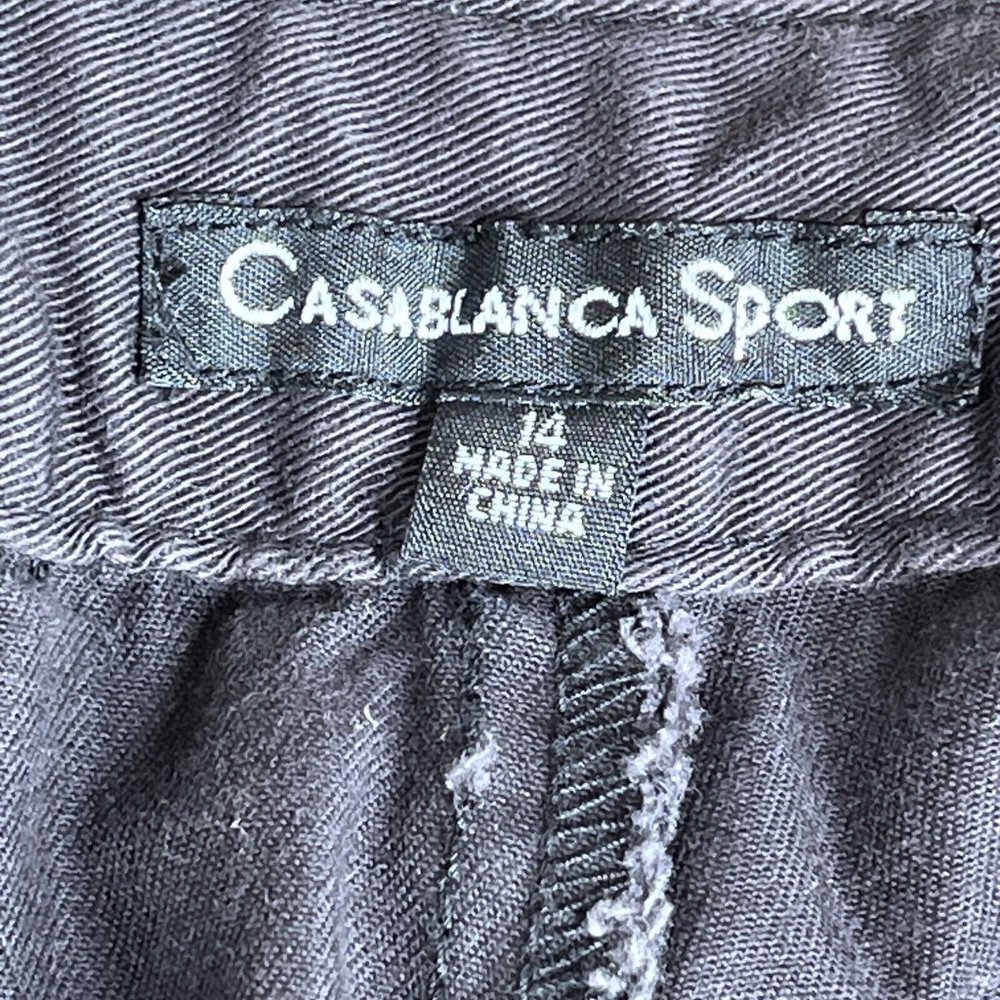 Casablanca Sport Capri Pants Womens 14 Black Embroidered Pink Red Cherries - Picture 6 of 8